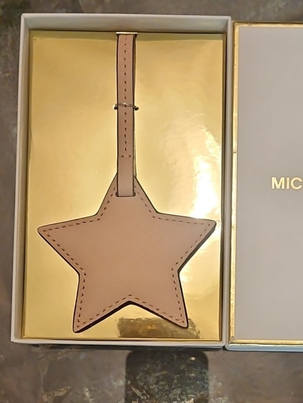 Michael Kors Blush Pink Star Leather Luggage Tag
